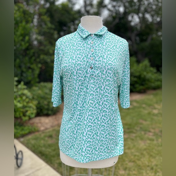 Nivo women's leopard print polo top - size XL - Picture 1 of 6